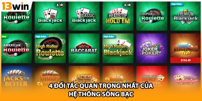 4 đối tác quan trọng nhất của hệ thống sòng bạc